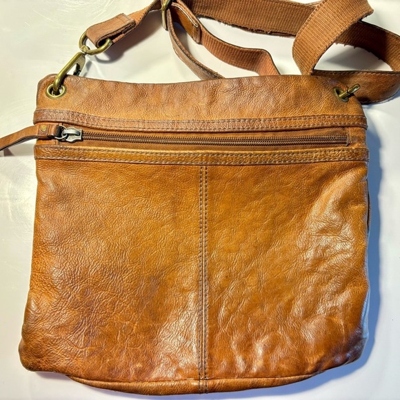 UNBRANDED 2 Two Tone Black Tan Leather Embossed Boho Crossbody Adjustable Bag - Picture 4 of 6